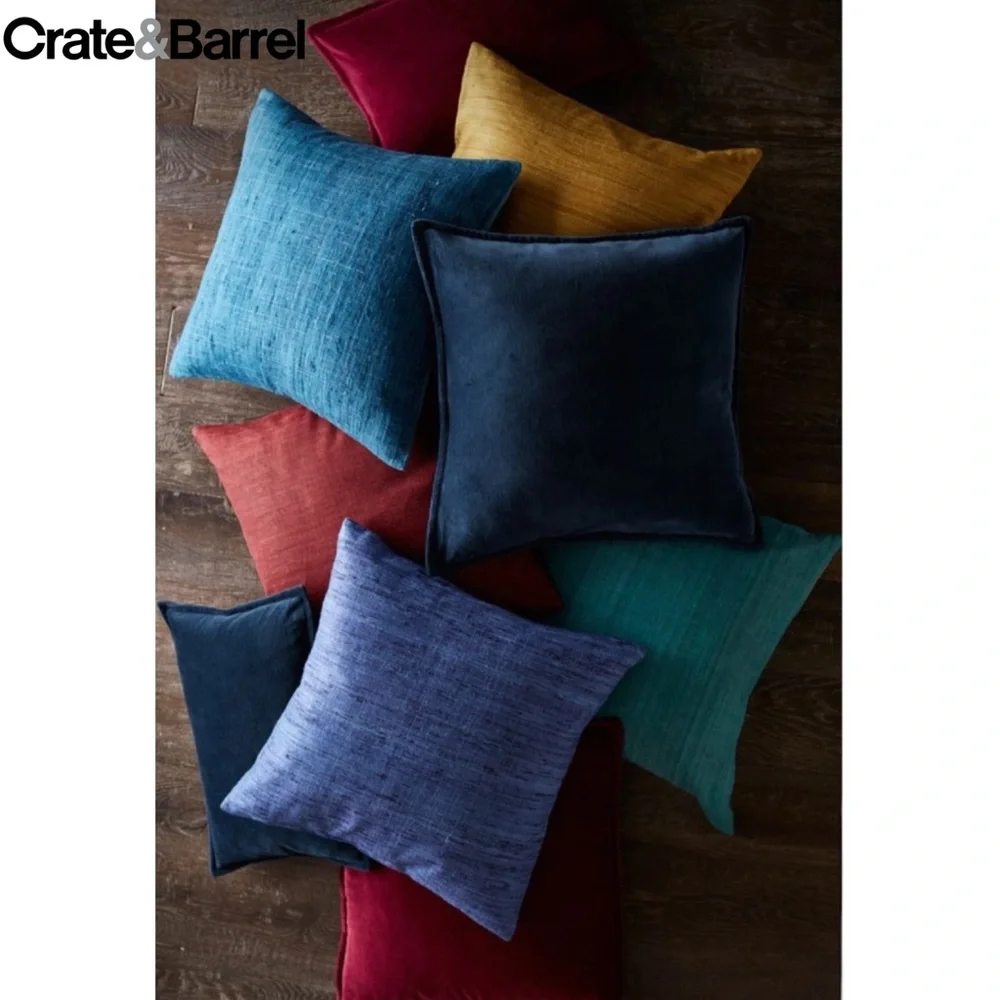 Crate&Barrel Hayward Silk Throw Pillow in Indigo